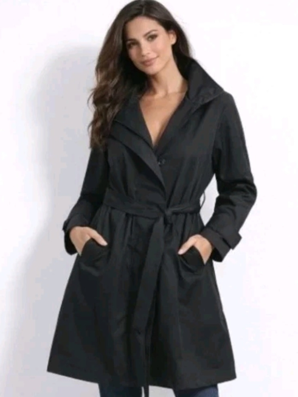 Rebecca Minkoff Black Women's Trench Coat with Belt, Medium